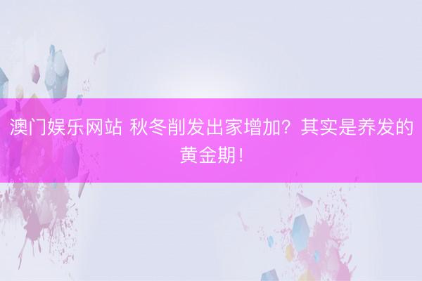 澳门娱乐网站 秋冬削发出家增加？其实是养发的黄金期！