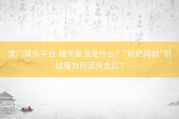 澳门娱乐平台 暖冬新宠是什么？“奶奶同款”羽绒服为何须臾走红？