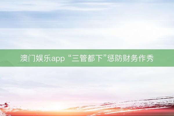 澳门娱乐app “三管都下”惩防财务作秀
