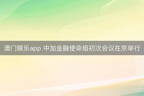澳门娱乐app 中加金融使命组初次会议在京举行