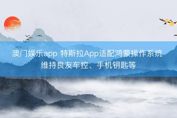 澳门娱乐app 特斯拉App适配鸿蒙操作系统 维持良友车控、手机钥匙等