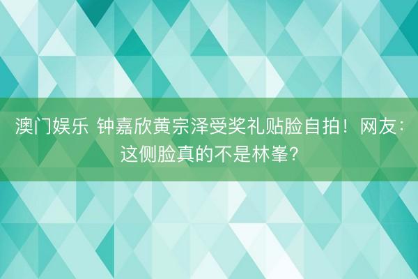 澳门娱乐 钟嘉欣黄宗泽受奖礼贴脸自拍!网友:这侧脸真的不是林峯?
