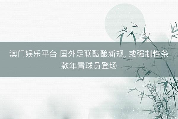 澳门娱乐平台 国外足联酝酿新规， 或强制性条款年青球员登场