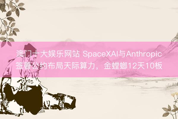澳门十大娱乐网站 SpaceXAI与Anthropic签署公约布局天际算力，金螳螂12天10板