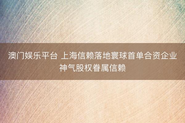 澳门娱乐平台 上海信赖落地寰球首单合资企业神气股权眷属信赖