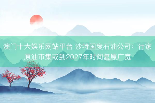 澳门十大娱乐网站平台 沙特国度石油公司:行家原油市集或到2027年时间复原广宽