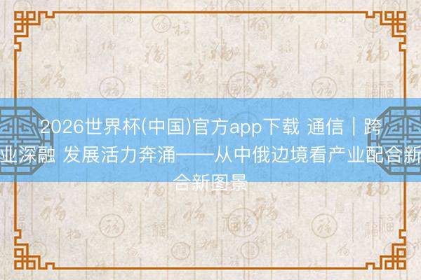 2026世界杯(中国)官方app下载 通信｜跨境产业深融 发展活力奔涌——从中俄边境看产业配合新图景