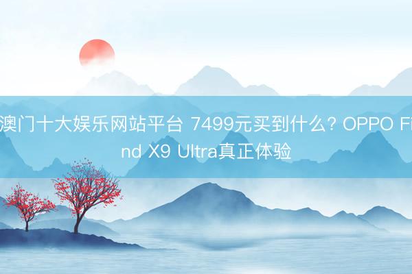 澳门十大娱乐网站平台 7499元买到什么? OPPO Find X9 Ultra真正体验