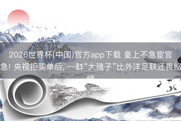 2026世界杯(中国)官方app下载 皇上不急宦官急! 央视拒买单后， 一群“大殖子”比外洋足联还畏缩