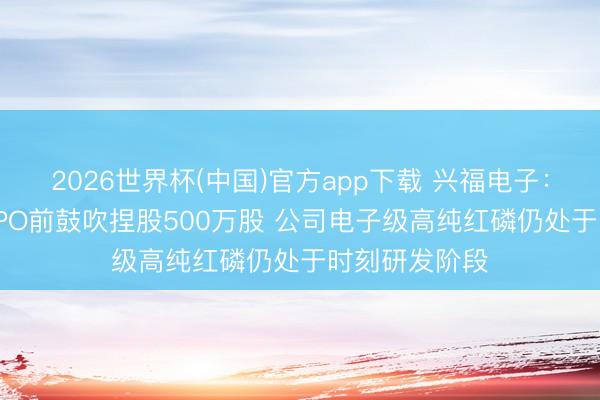 2026世界杯(中国)官方app下载 兴福电子:SK海力士系IPO前鼓吹捏股500万股 公司电子级高纯红磷仍处于时刻研发阶段