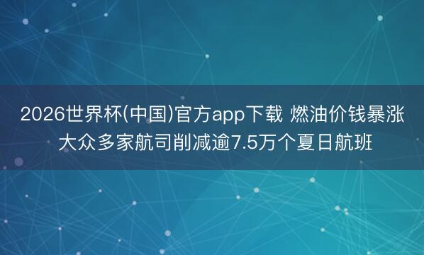 2026世界杯(中国)官方app下载 燃油价钱暴涨 大众多家航司削减逾7.5万个夏日航班