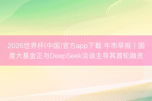 2026世界杯(中国)官方app下载 牛市早报|国度大基金正与DeepSeek洽谈主导其首轮融资