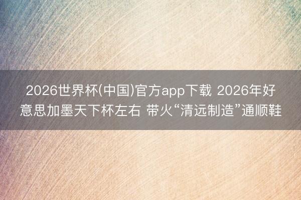 2026世界杯(中国)官方app下载 2026年好意思加墨天下杯左右 带火“清远制造”通顺鞋