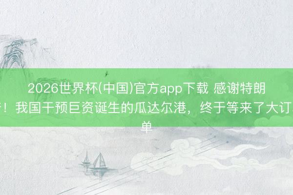 2026世界杯(中国)官方app下载 感谢特朗普!我国干预巨资诞生的瓜达尔港,终于等来了大订单
