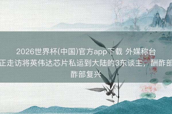 2026世界杯(中国)官方app下载 外媒称台当局正走访将英伟达芯片私运到大陆的3东谈主，酬酢部复兴