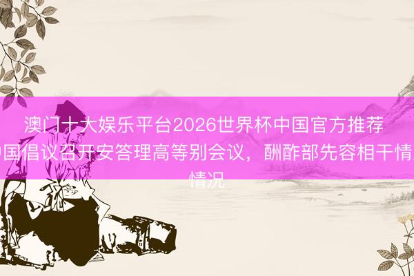 澳门十大娱乐平台2026世界杯中国官方推荐 中国倡议召开安答理高等别会议，酬酢部先容相干情况