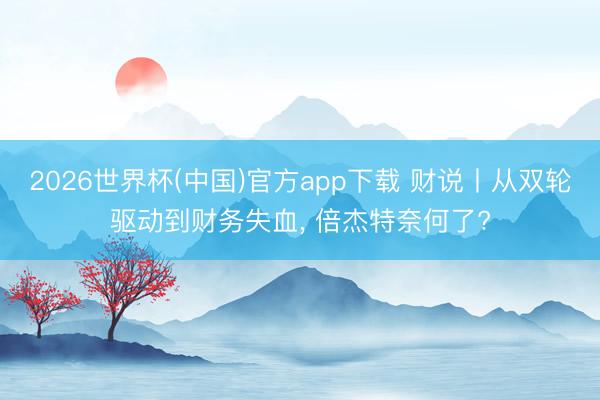 2026世界杯(中国)官方app下载 财说丨从双轮驱动到财务失血， 倍杰特奈何了?