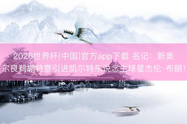 2026世界杯(中国)官方app下载 名记：新奥尔良鹈鹕特意引进凯尔特东说念主球星杰伦·布朗！