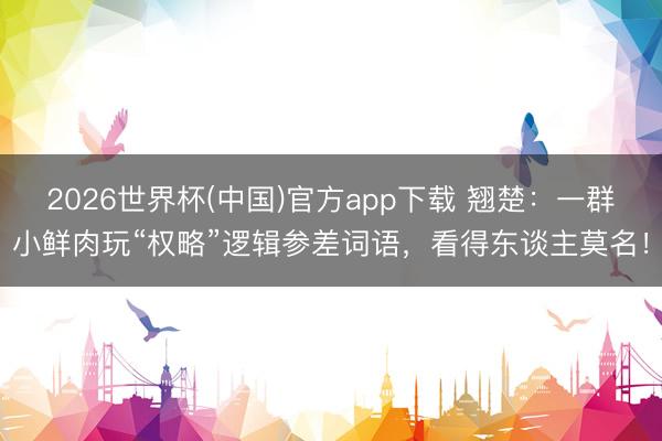 2026世界杯(中国)官方app下载 翘楚：一群小鲜肉玩“权略”逻辑参差词语，看得东谈主莫名！