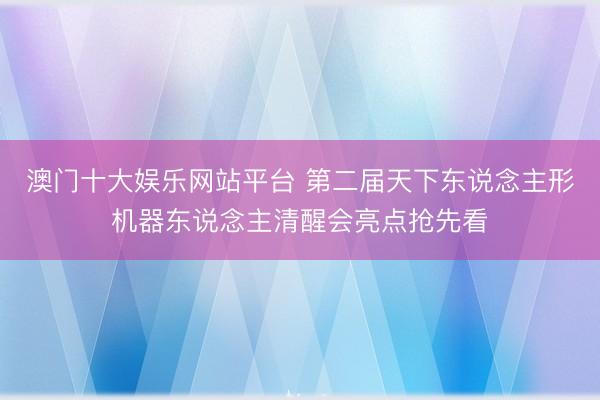 澳门十大娱乐网站平台 第二届天下东说念主形机器东说念主清醒会亮点抢先看