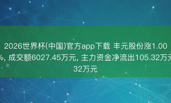 2026世界杯(中国)官方app下载 丰元股份涨1.00%， 成交额6027.45万元， 主力资金净流出105.32万元