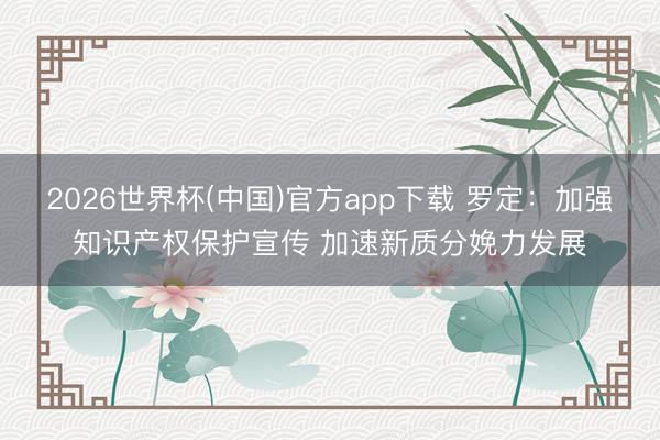 2026世界杯(中国)官方app下载 罗定：加强知识产权保护宣传 加速新质分娩力发展